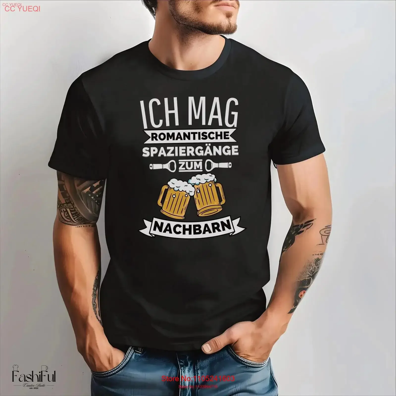 T Shirt 'I like romantic walks to the neighbor' Funny beer saying 100 cotton birthday neighbor gift vintage Washed Casual