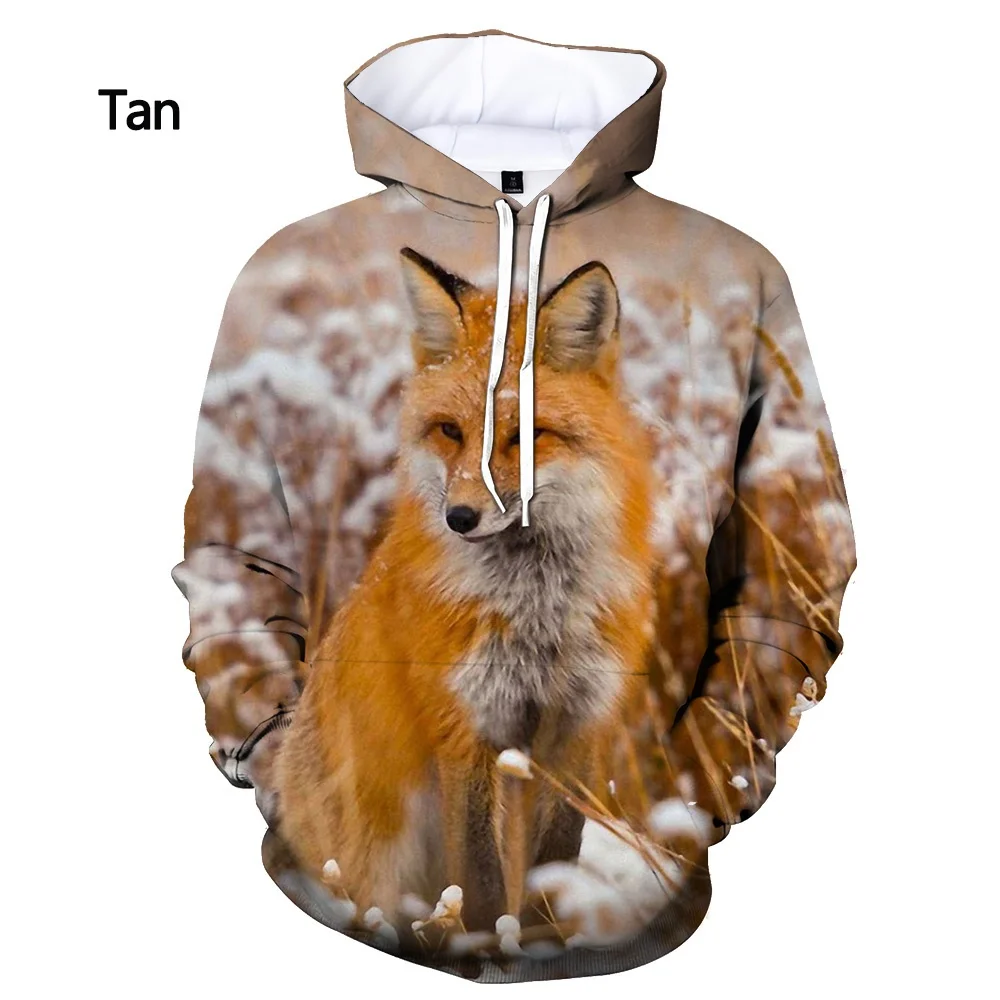 Hoodies 3D Print Cute Animal Foxes Sweatshirts Boy Girl Unisex Oversized Hooded Sweatshirts Kids Fashion Pullovers Clothes Coat