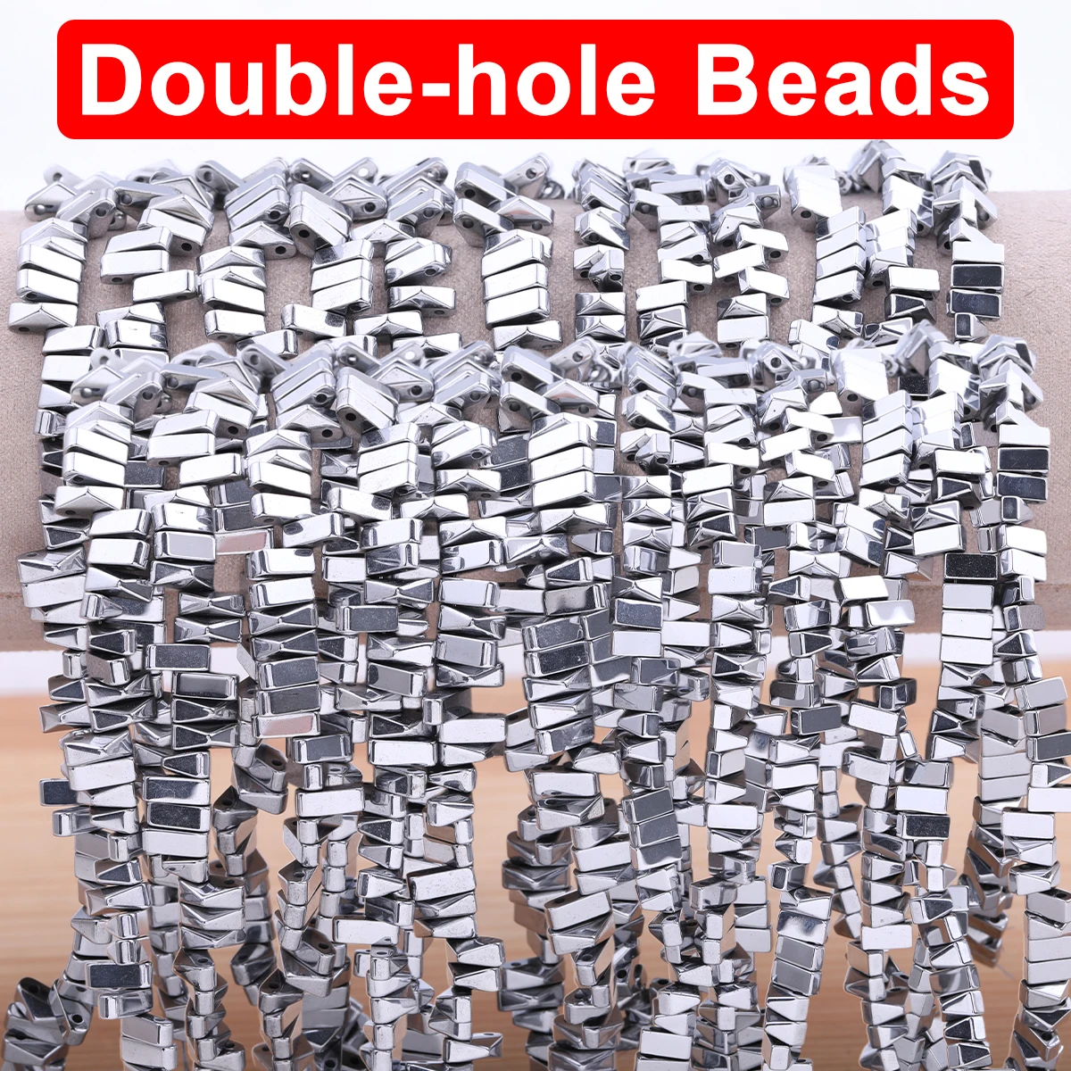 6-8mm Black Gallstone Double-Hole Pyramid-Shaped White K-Color Handmad DIY Jewelr Bead Loose Beads Bracelet Necklace Accessories