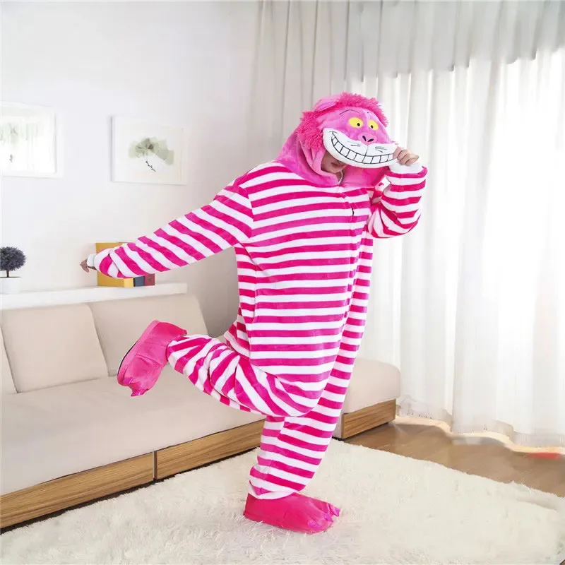 

zz04zz12Kigurumi New Sleepsuit Adults Cartoon Cheshire Cat Pajamas Animal Unisex Onesies Cosplay Costumes