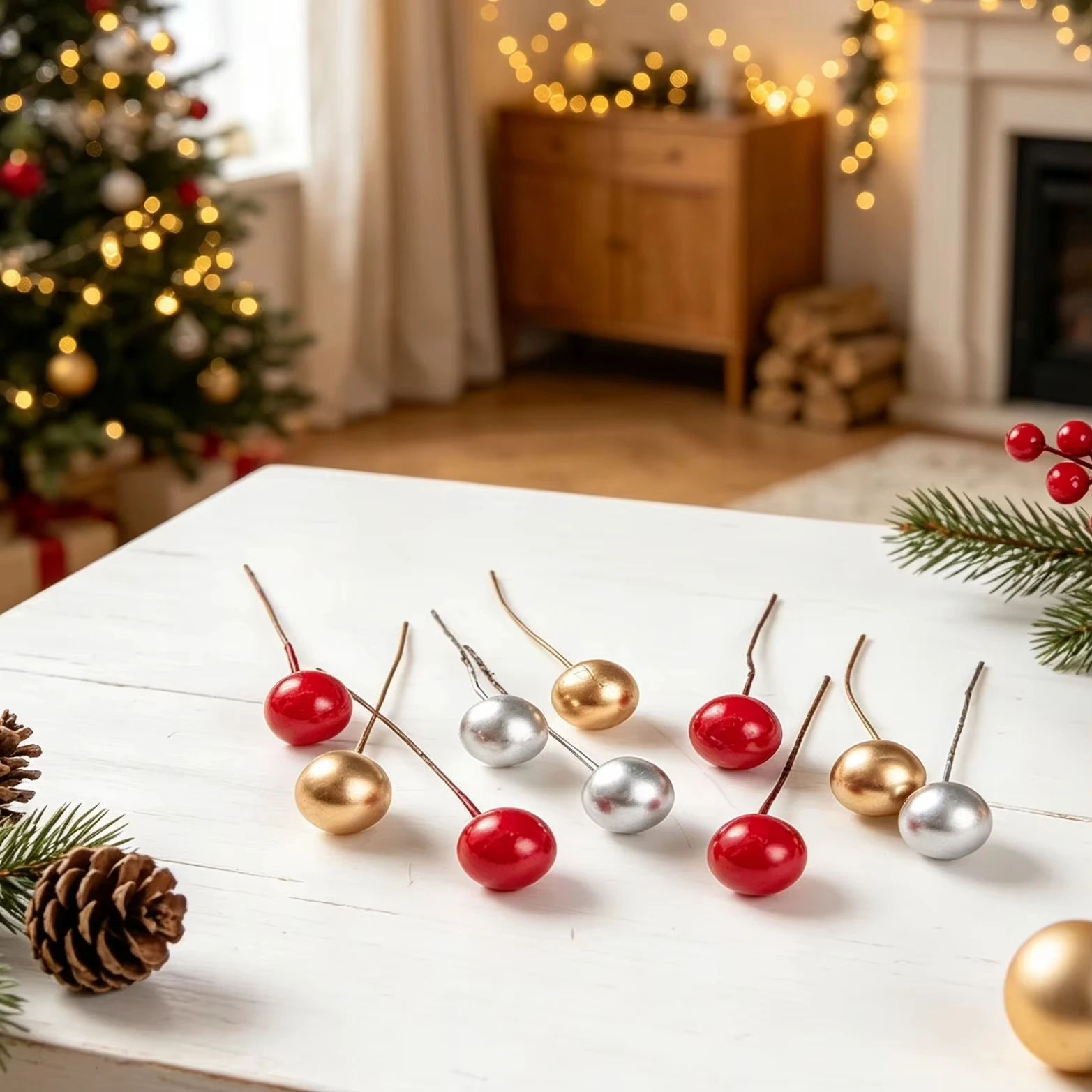 Christmas Tree Artificial - Kunstmatige veelkleurige kleine ronde kralen voor