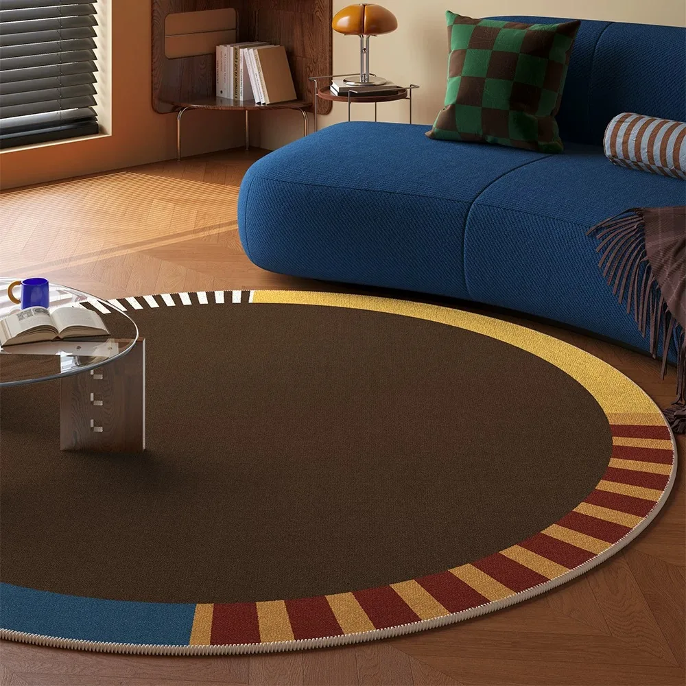 

Retro Round Rug Living Room Carpet Light Luxury Fashion Minimalism Floor Mats Bedroom Bedside Rugs Home Decoration 러그 Tapis Rond