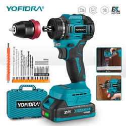 YOFIDRA 2 in1 Brushless Electric Screwdriver Hammer Cordless Drill Impact Multifunctional Power Tool For Makita 21V Battery Pin