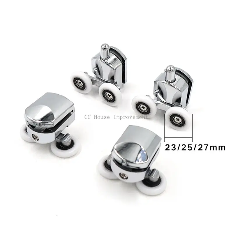 23mm/25mm/27mm Shower Door Rollers Zinc Alloy Double-Wheel Sliding Shower Door Roller Bearing Wheel Runners Replacement