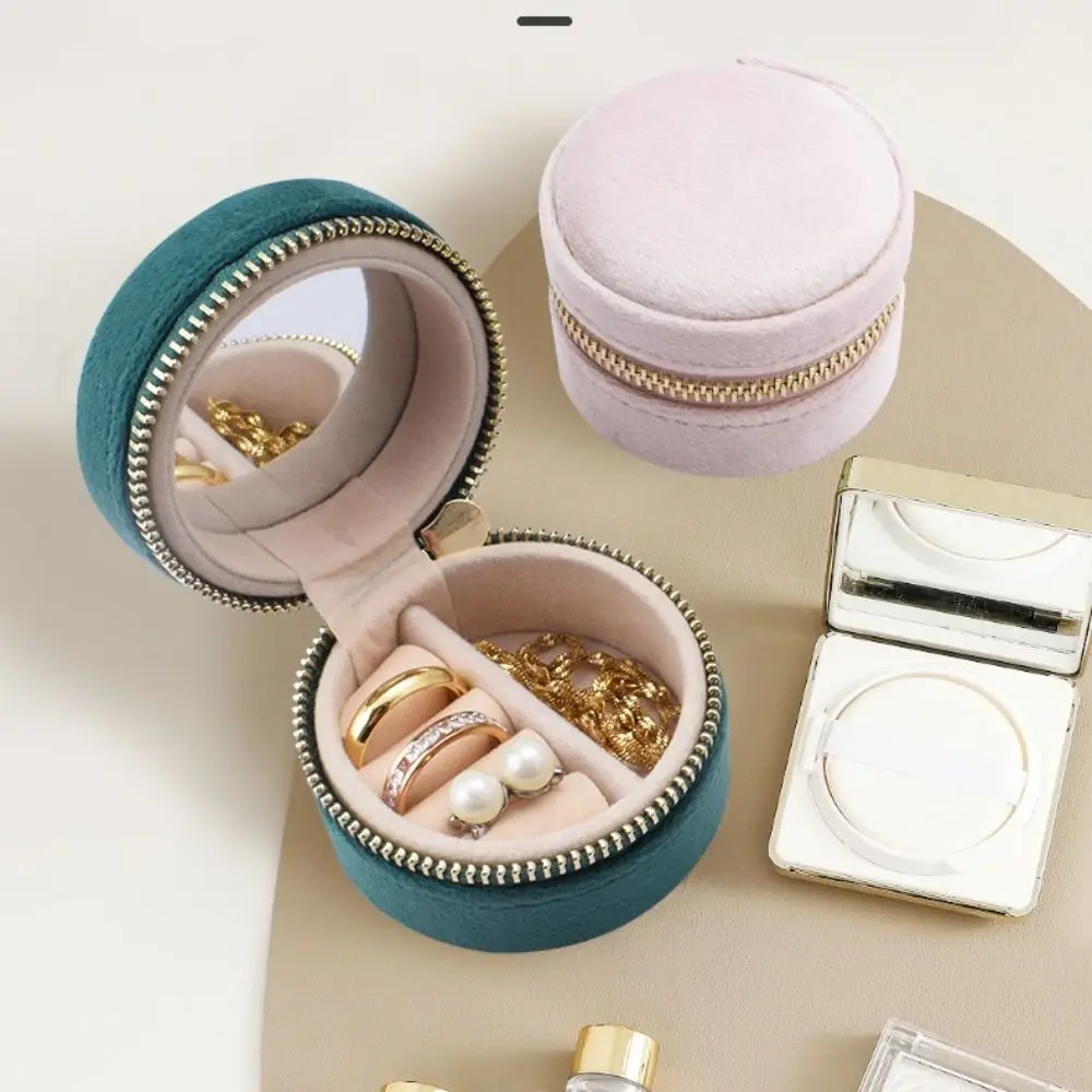

Модная бархатная шкатулка круглой формы для драгоценностей, пылезащитный мини-футляр для ювелирных изделий, коробка для хранения ювелирных изделий, роскошные серьги, кольца, сумка для путешествий