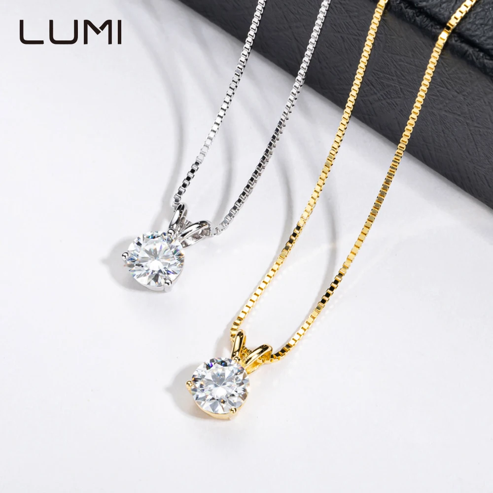 

Big Hit 1cctw круглой огранки муассанит 3Claws S925 серебряное ожерелье для модных простых офисных женщин аксессуар для поездок на работу