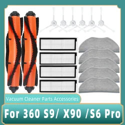 For 360 S9 S6 Pro X90 X95 Robotic Vacuum Cleaner HEPA Filter Roll Main Brush Side Brush Mop Cloth Rag Spare Parts Accessories