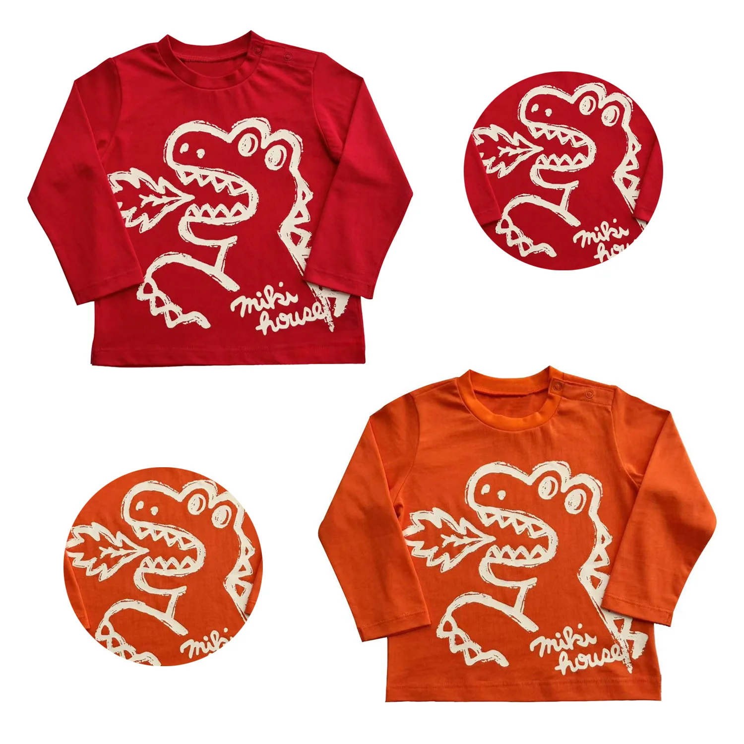 

2025 New Vintage Dinosaur Spitfire Boys and Girls Japanese All Cotton Long Sleeve 100 Cotton T-shirt
