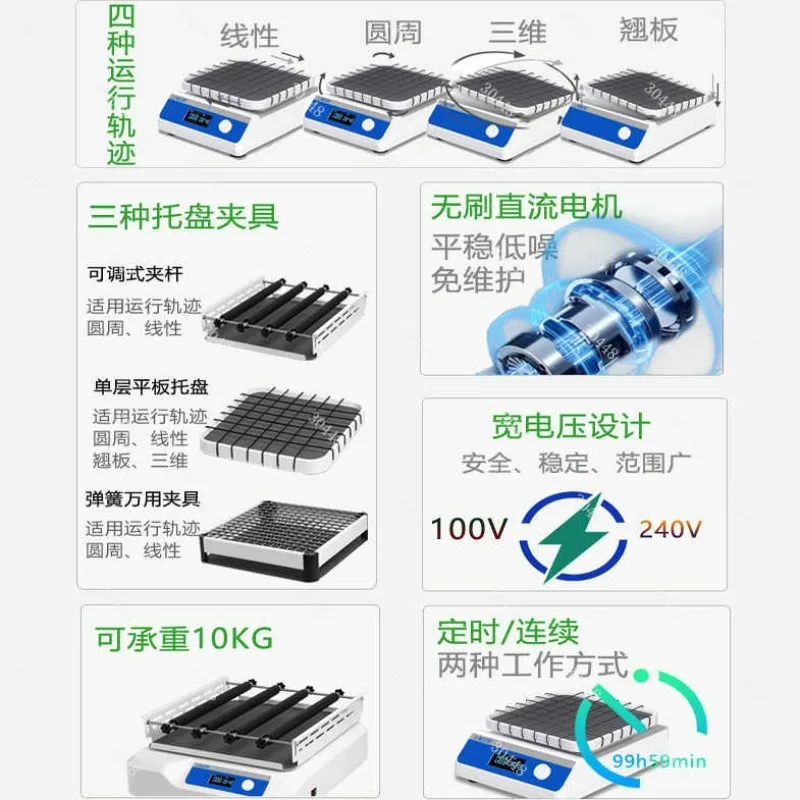Laboratory Digital Shaker Oscillator Orbital Linear Rocking Motion Adjustable Speed Decolorization Mixer For Lab