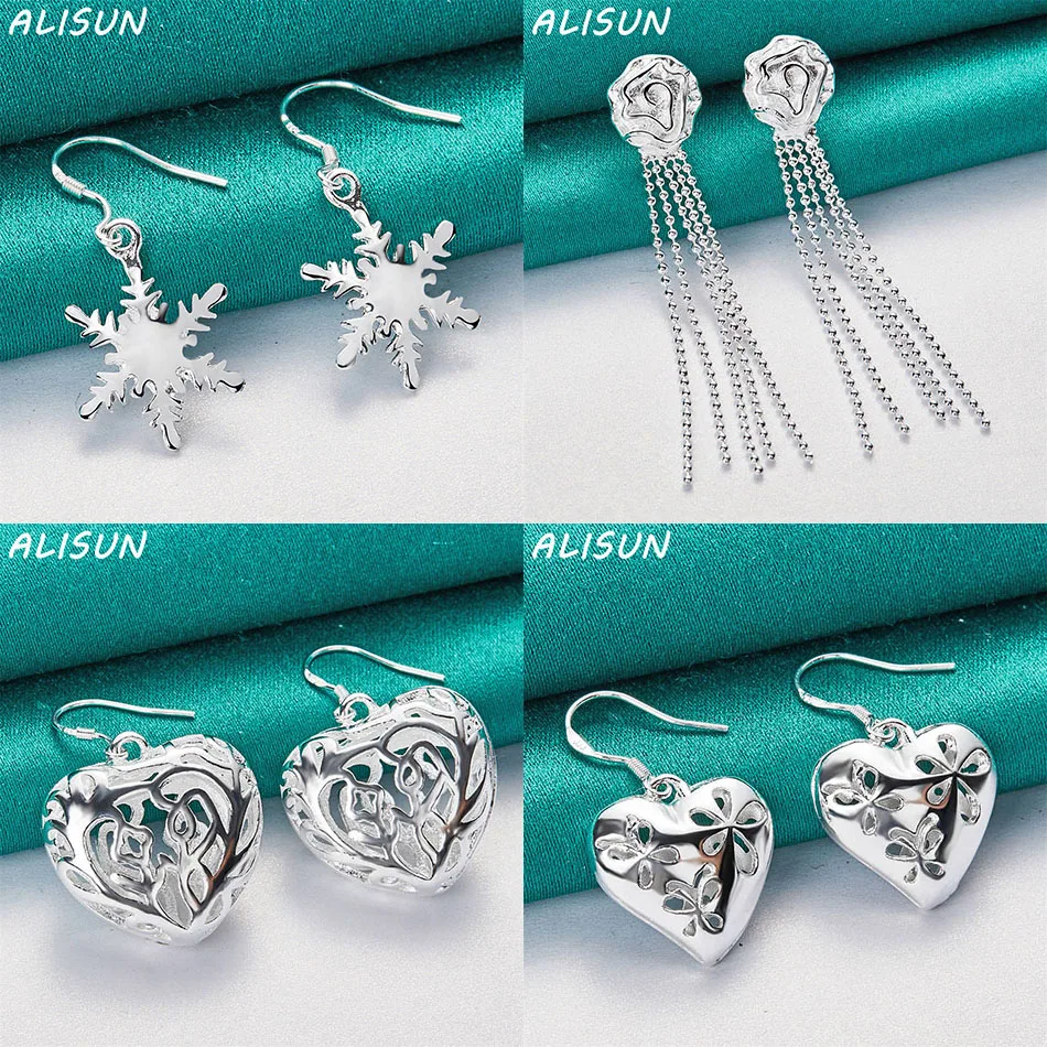 

ALISUN 925 Sterling Silver Geometric Drop Earrings For Women Fashion Jewelry Charm Grace Noble Wedding Accessories