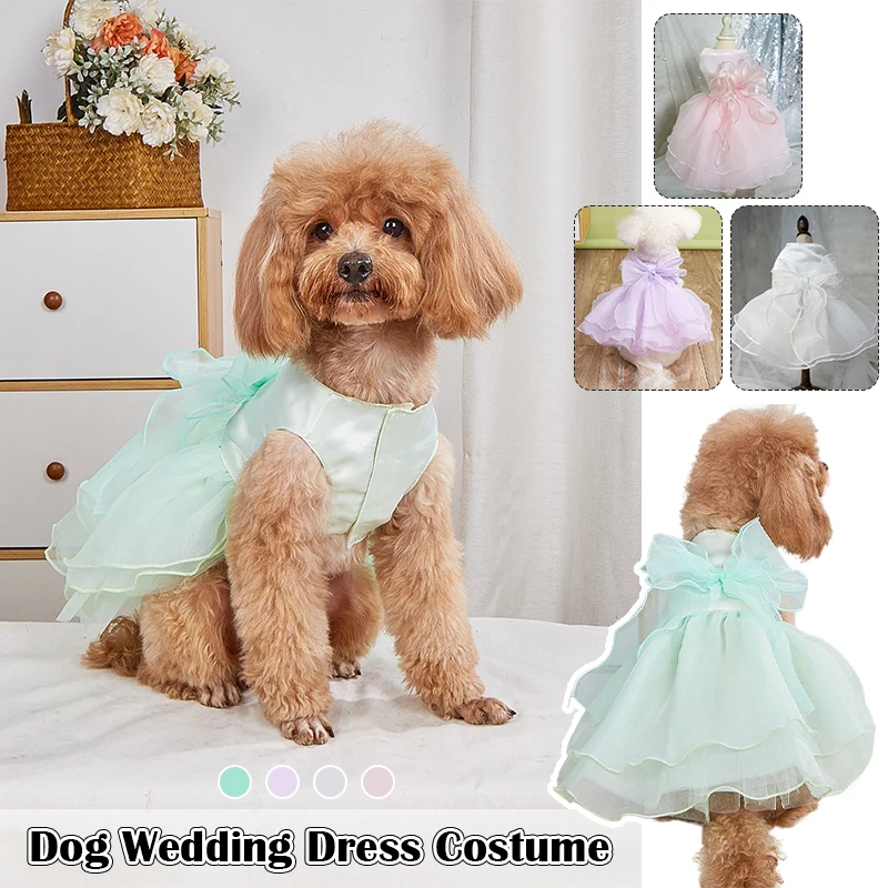 

XS-XL Dog Wedding Dress Kawaii Bow Pet Clothes Prom Party Princess Dresses For Small Dogs Puppy Cat Costume Pet Supplies