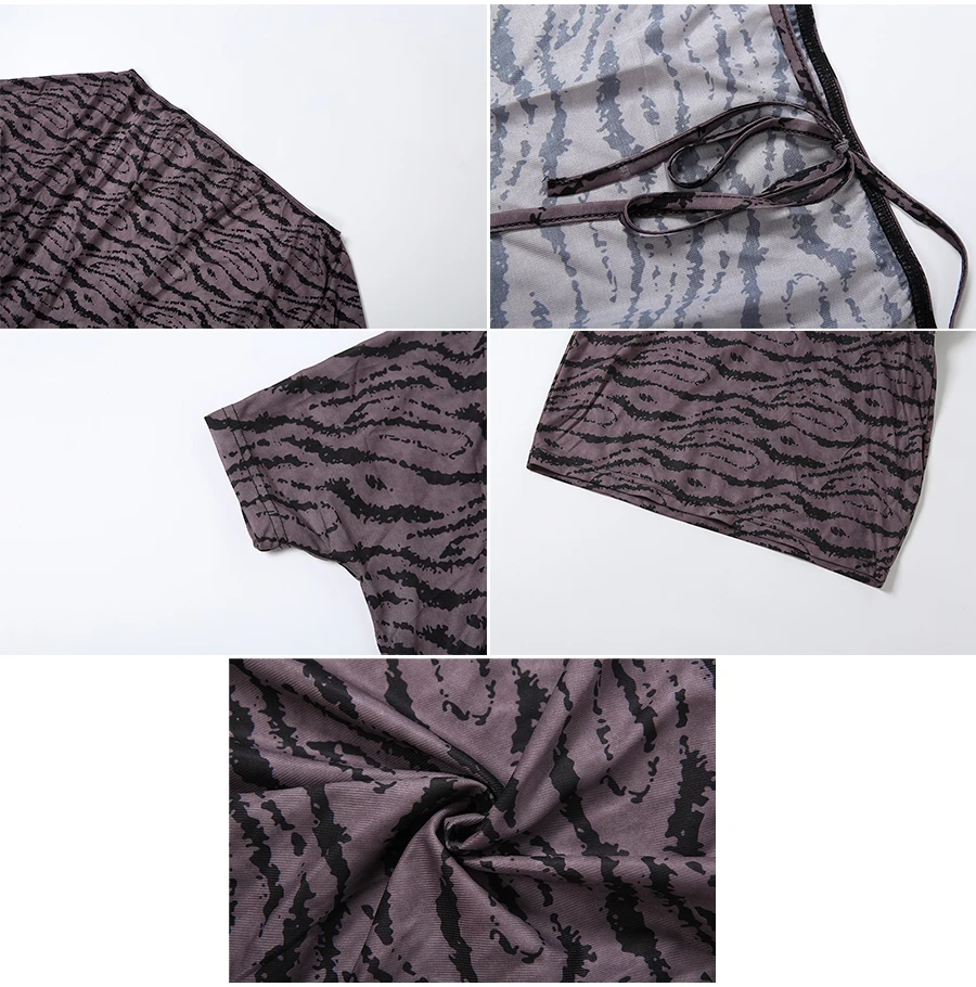 SIstrelinda Wild Hottie Rückenfreies Kleid Damen Sexy Trend Tigerstreifen Fledermausärmel Stretch Midnight Club Street Party Bodycon – Detail 9
