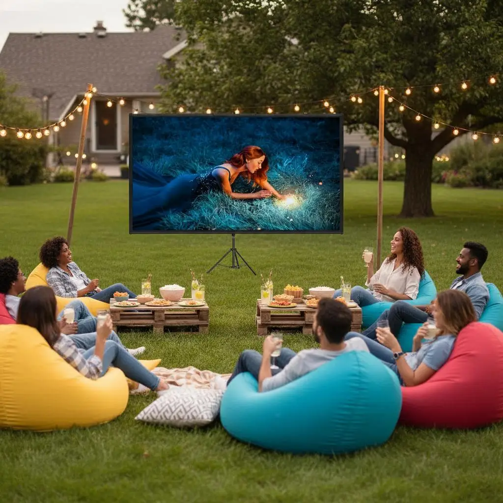 Portable Projection Display 110inch 16:9 4K HD Movie Screen with Tripod For Home Cinema, Outdoor Gaming, Office Presentation,