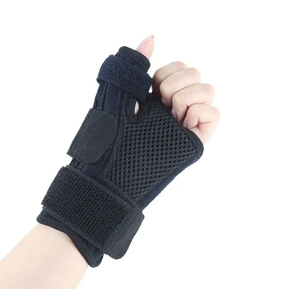 Breathable Wrist Support Brace Adjustable Thumb Strap Dual Directional Support Thumb Wrist Guard Mesh Cloth Black