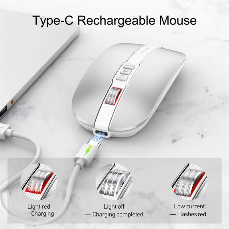 Dual Mode 2.4G Wireless Mouse 1600DPI Type-C Rechargeable Ergonomic Silent Mice For Laptop PC Gaming Mouse Gamer