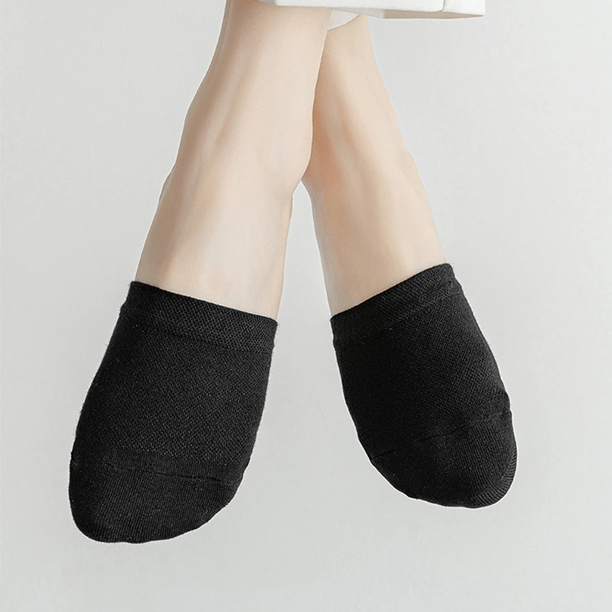 8/16 زوجًا من الجوارب النسائية، أسود وعاري، مريح، مسامي، جوارب رسمية، غير مرئية. #3