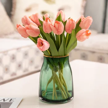 Fake flower Tulip bouquet Fake flower Wedding Garden Decoration Outdoor Home Garden bouquet vase decorative plants