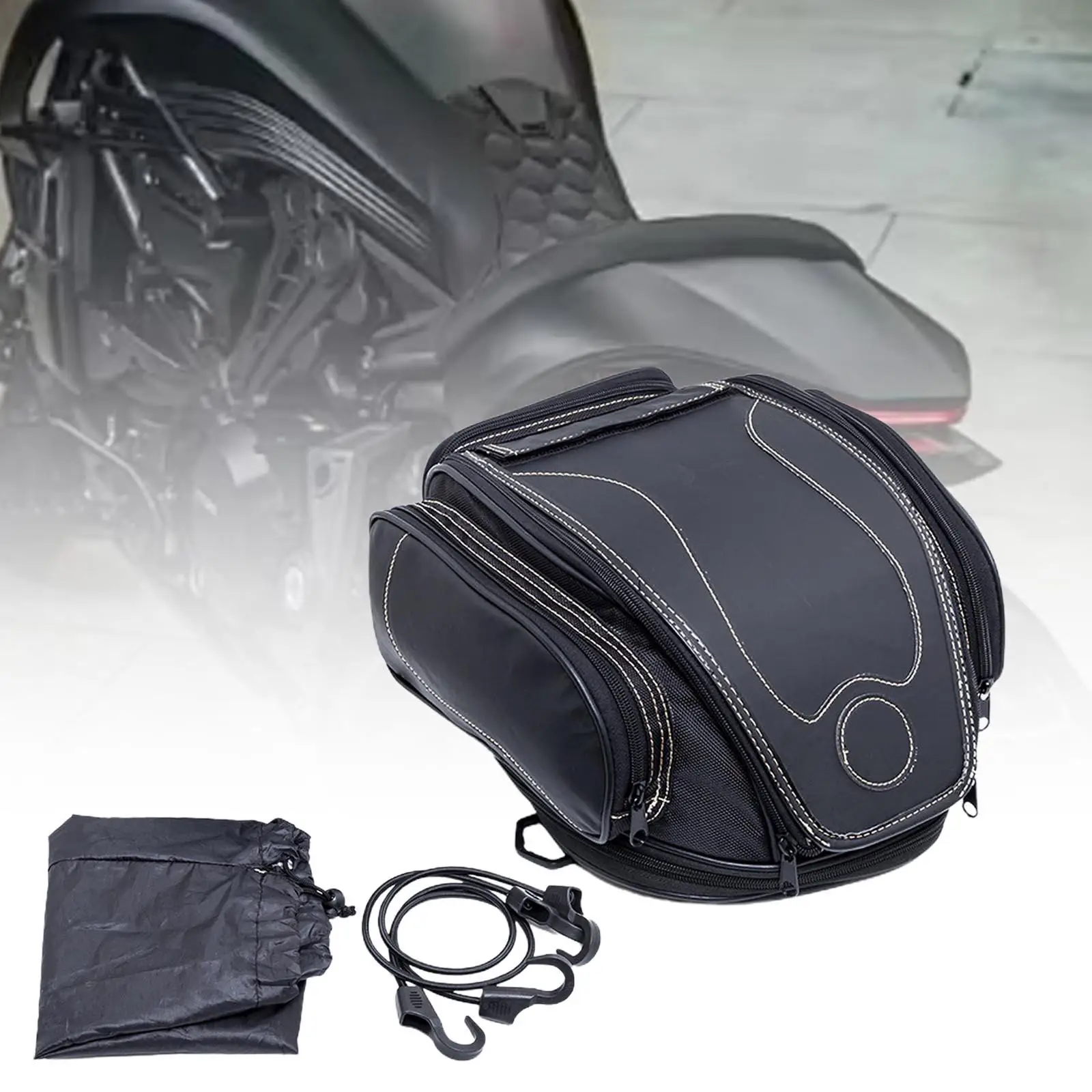 

Generic Motorcycle Tail Bag PU Leather Motorbike Tool Bag Helmet Bag Rear Seat