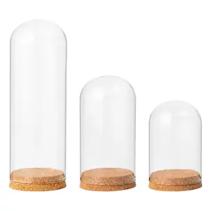 Tampilan Kaca Cloche Dome Bagian Tengah Meja Wadah Botol Bening Tampilan Kubah Kaca untuk Dekorasi Pernikahan Desktop Kantor 6 kubah glas penjualan terbaik - №