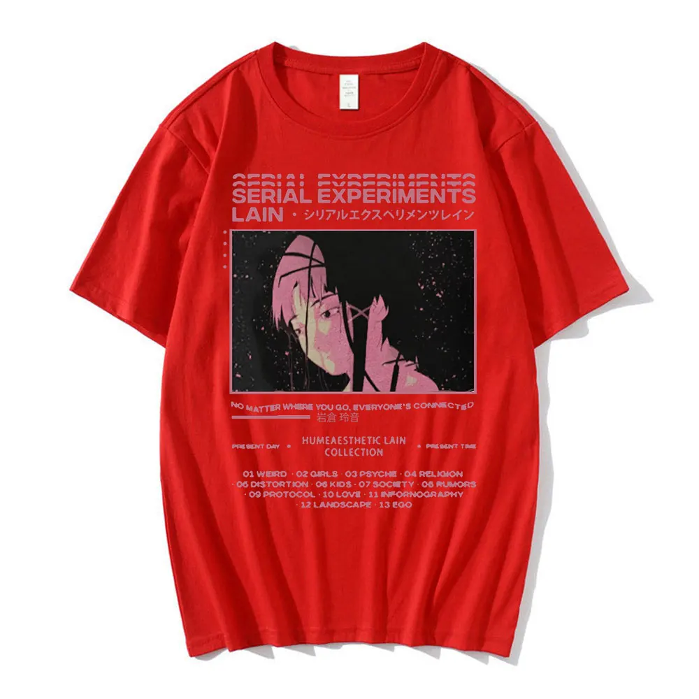 Anime Serial Experiments Lain Oversized T-Shirt Men Graphic T Shirts Unisex Iwakura Manga Girl Sci Fi Short Sleeve Tee Shirt