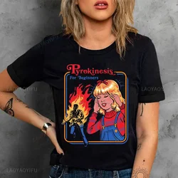 Pyrokinesis for Beginners Horror Satanist Graphic Cotton Tops Women Men Vintage Novelty Tops Atanist Horror Death Reaper T Shirt