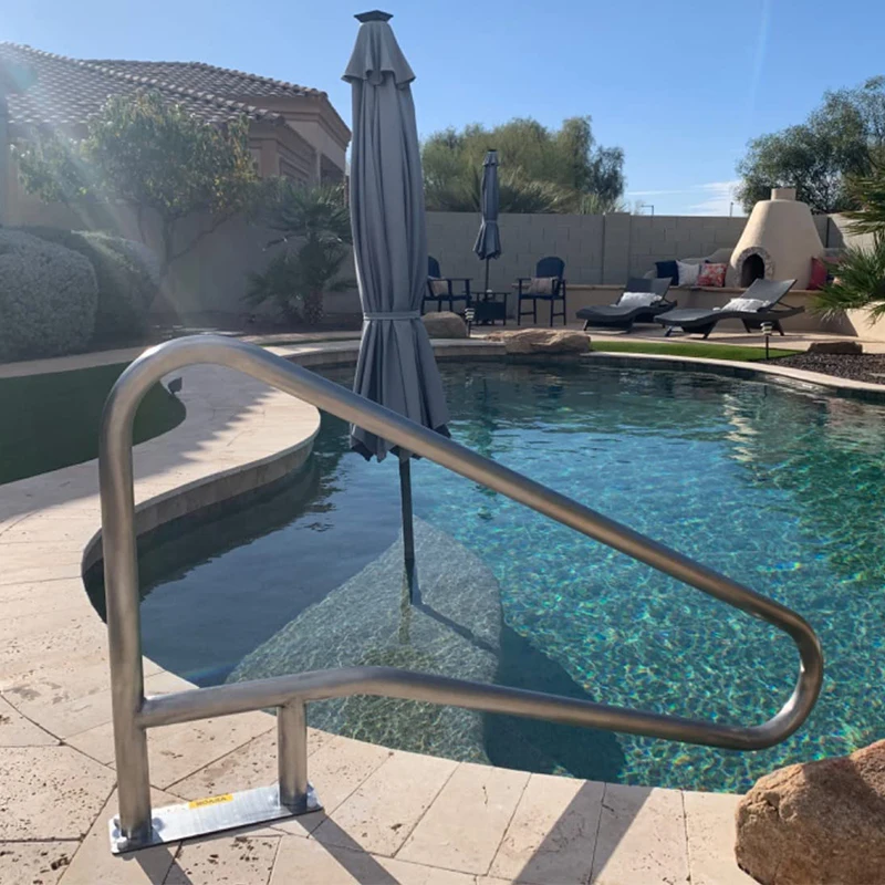 

Large Weatherproof Stainless Steel Pool Handrail Easy Mount Base Plate Grab Rail for Pool Spa