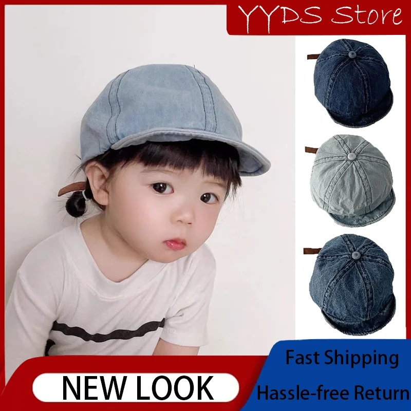 Baby Hat Denim Soft Brim Kids Baseball Cap Soft Top Toddler Caps Spring and Autumn Breathable Sun Protection Hat Kids Hat