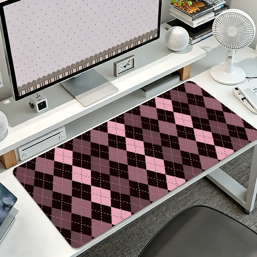 Diamond Check Pattern Mouse Pad Large Non-slip Lockedge Desktop Computer Desk Mat Keyboard Writing MousePad Office Gamer Student
