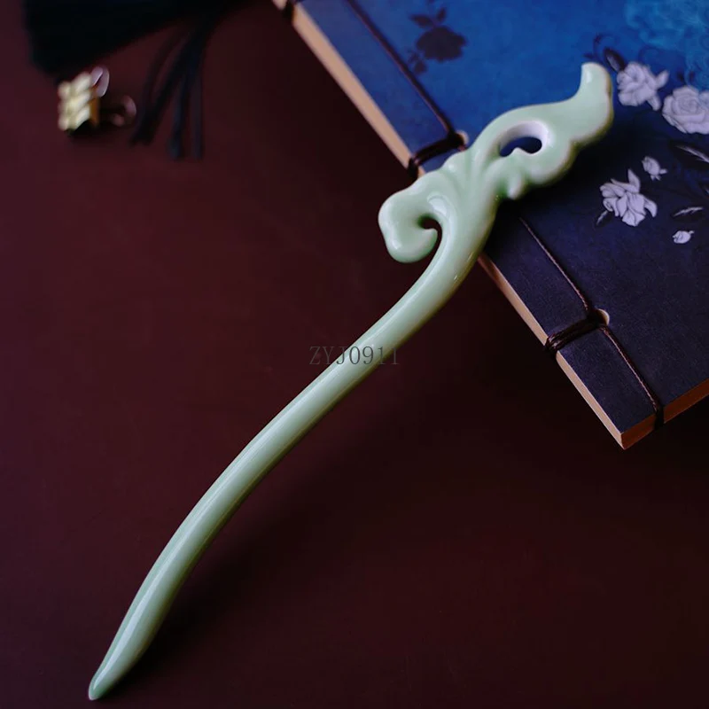 * Vintage keramik jepit rambut elegan tongkat rambut Hanfu Cina aksesoris rambut sederhana tiara Vintage Cheongsam dekorasi perhiasan rambut