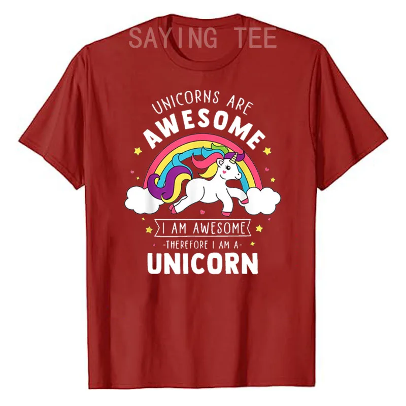 Unicorns Are Awesome I'm A Unicorn - Funny Rainbow T-Shirt Exclusive Novelty Graphic Tee Cute Narwhal Gifts Short Sleeve Outfits