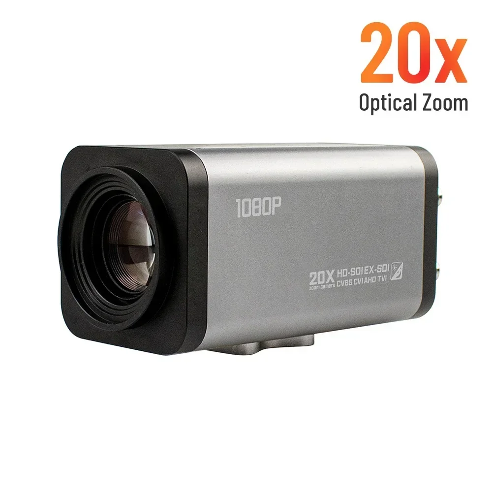 Câmera de alta resolução 1080P 2MP 20X Zoom SDI TVI CVBS CCTV Box para soluções claras de vigilância e monitoramento