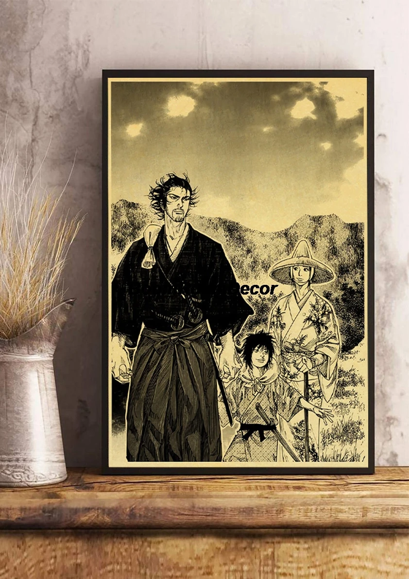 Vintage Japanese Anime Miyamoto Musashi Manga Poster Retro Art Picture Funny Home Room Painting Wall Bar Cafe Living Decorative