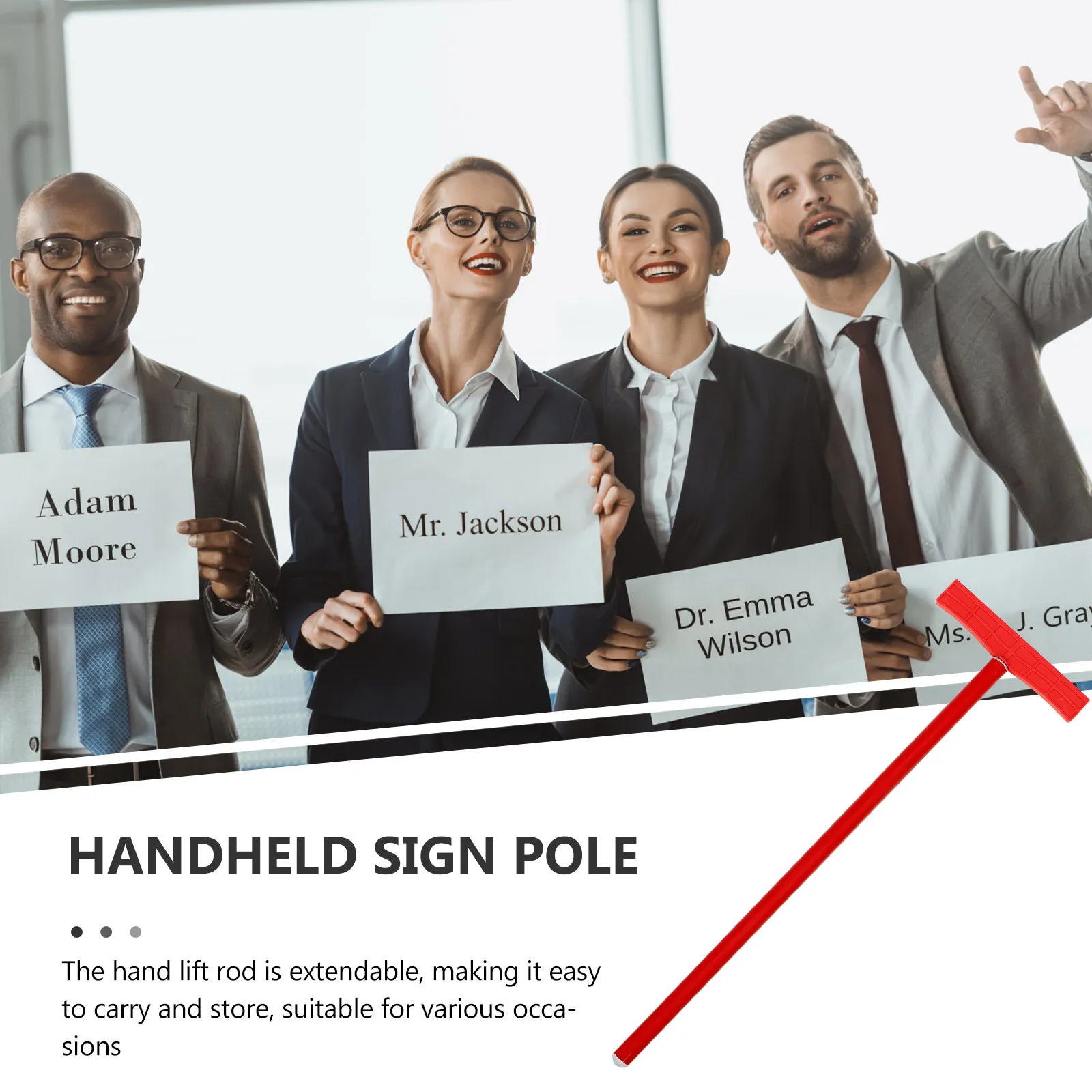 2Pcs Handheld Sign Rod Stainless Signboard Holder Multi-Function Welcome Sports Meeting Display Stick Outdoor Rally