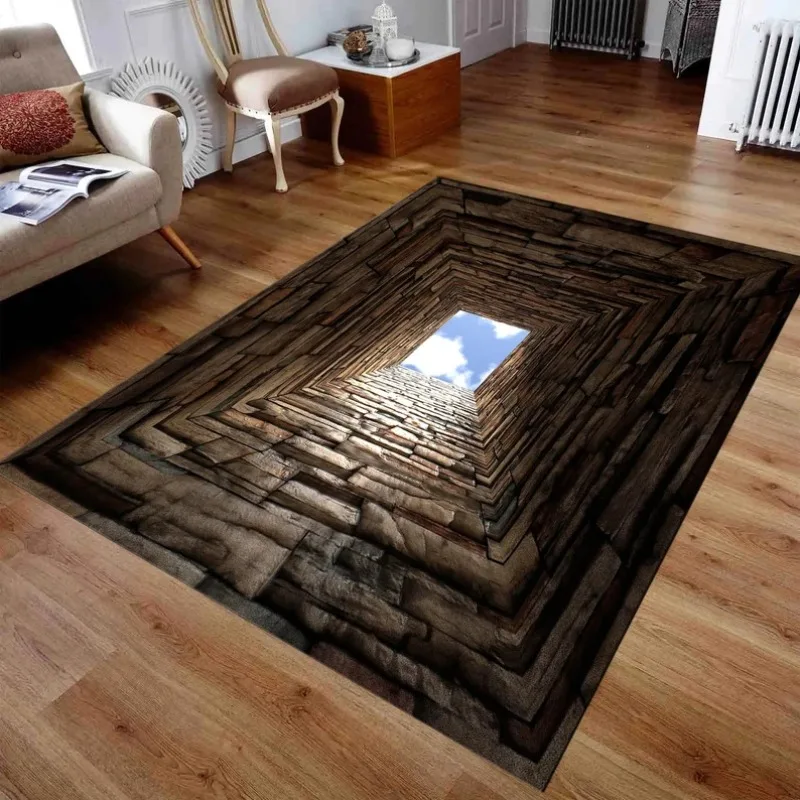 3D Optical Illusion Rugs Modern Style Living Room Bedroom Sofa Decorative Carpet Corridor Non-slip Dirt-resistant Washable Rugs