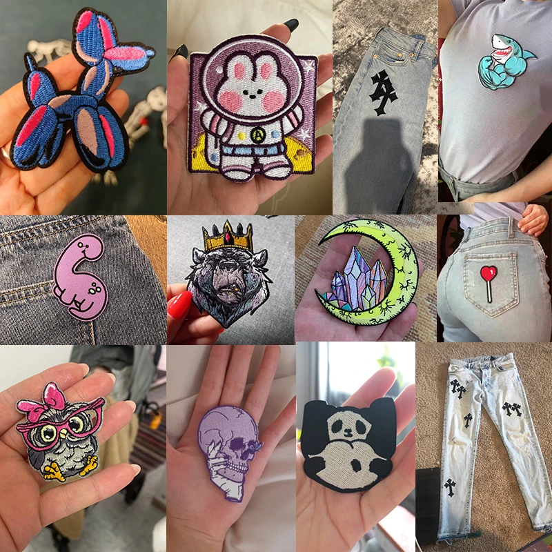 10/20/30/40/50/Pcs/Lot Random Mixed Skull Punk Embroidery Patch Iron On Patches For Clothing Thermoadhesive Patches On Clothes