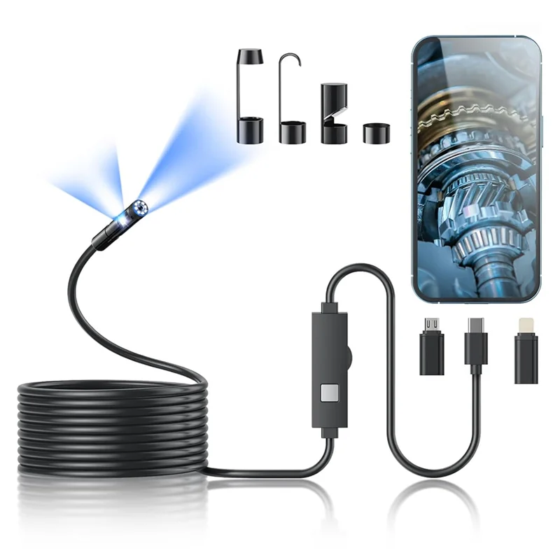 

B24B IP67 Waterproof Inspection Borescope, HD Borescope With Light, Endoscope Camera With Semi-Rigid Snake Camera