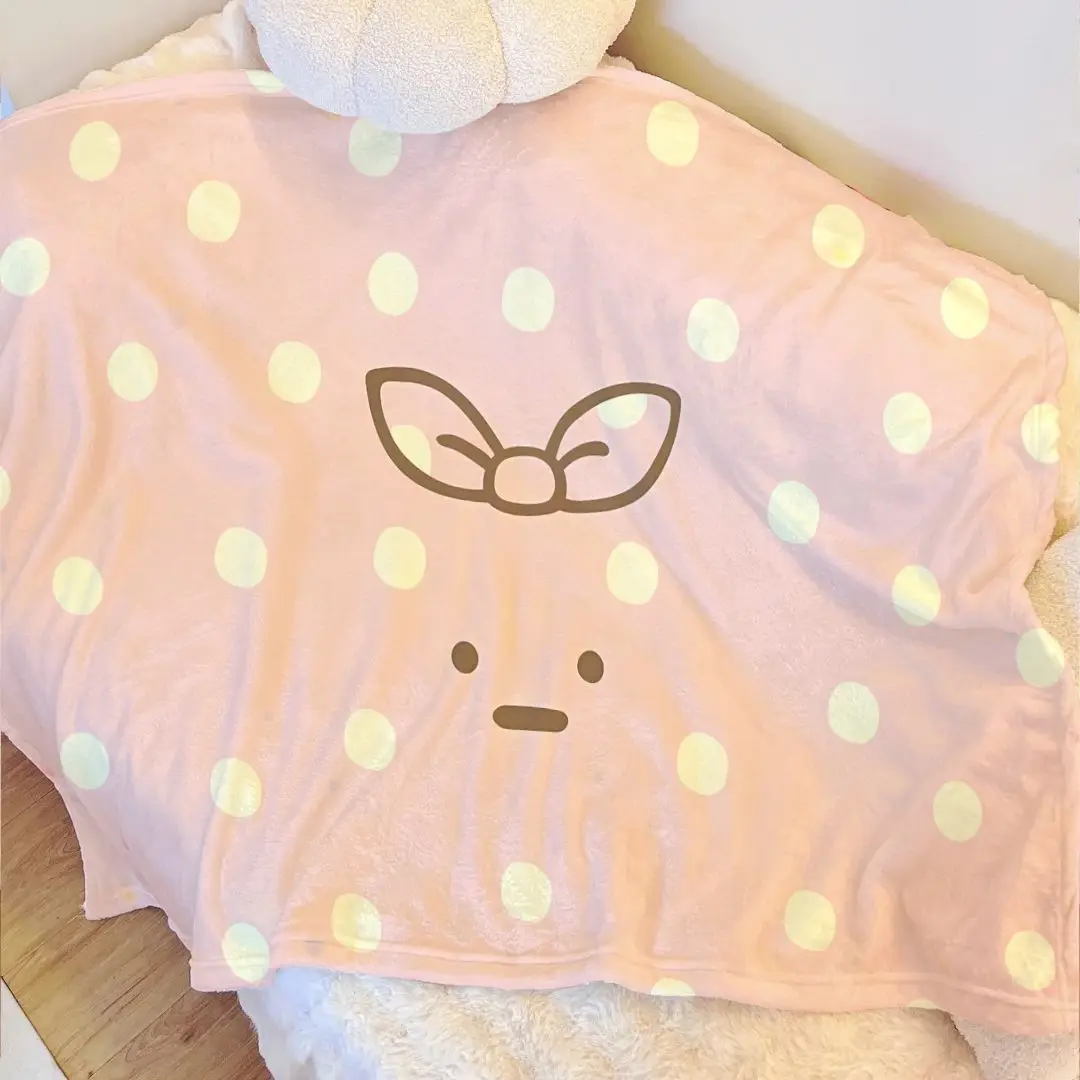 Sumikko Gurashi Cute Fleece Blanket Retro Kawaii Air Conditioning Throw, Office Nap Shawl for Dorm Bedroom