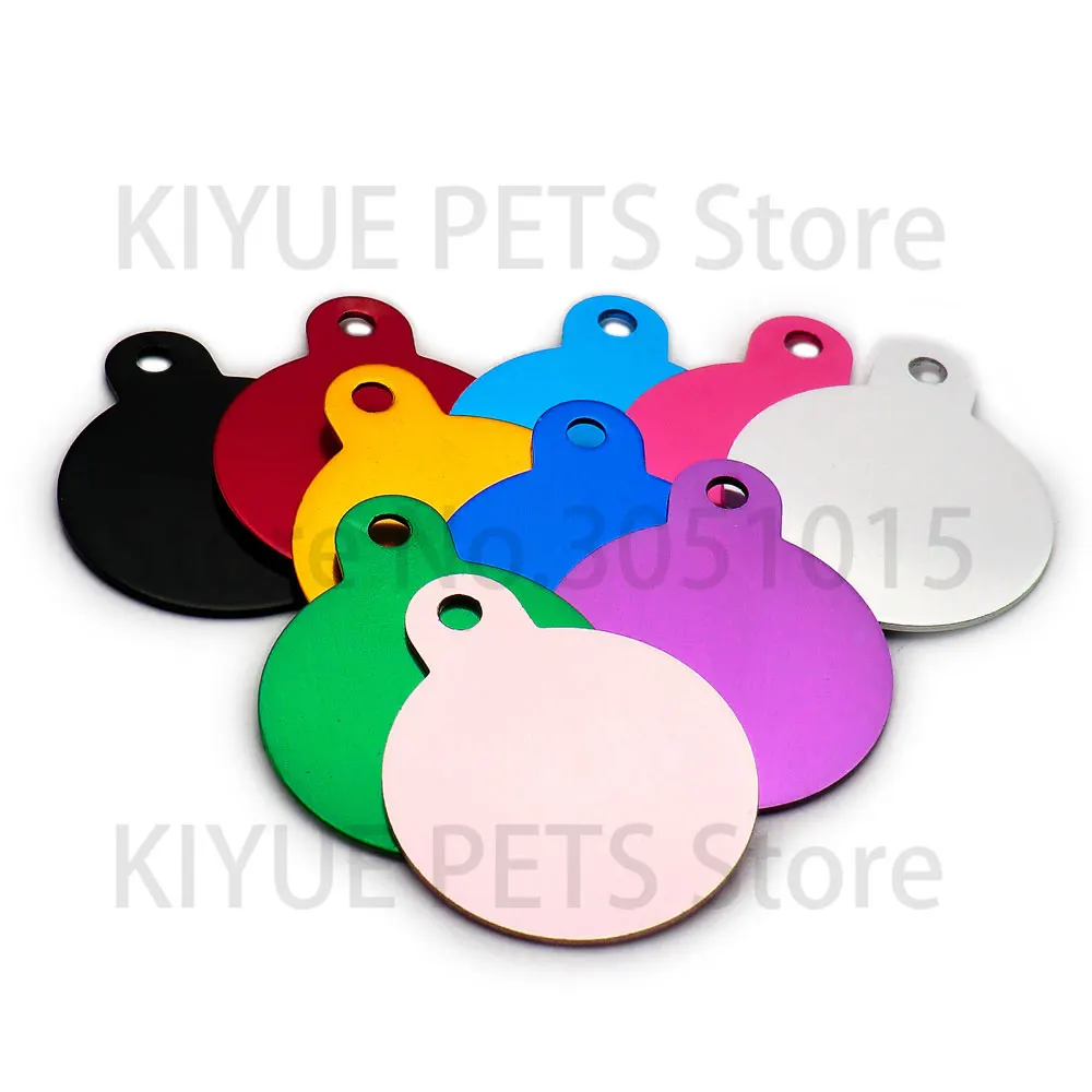 Wholesale 100Pcs Round Dog ID Tags Aluminum Customized Name Address Phone Text ID Tag Personalized Engraving Pet ID plate Tag