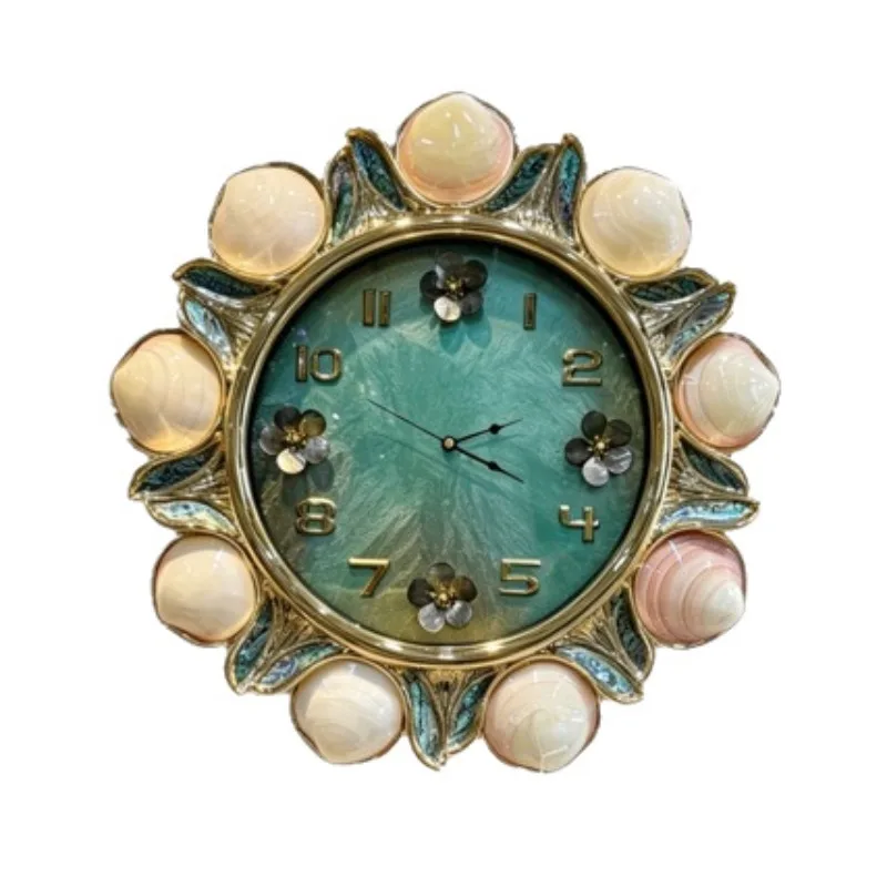 New modern luxury shell wall clock decorative ornament, creative wall clock, living room clock, home decoration entrance wall
