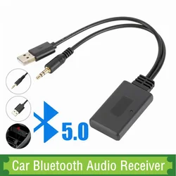 Universal Car Wireless Bluetooth Compatible Receiver USB 3.5Mm Auxiliary Media Bluetooth 5.0 Music Player Audio Cable Adapter