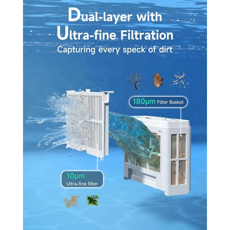 (2025 جديد) مكنسة كهربائية WYBOT C2 لحمام السباحة الداخلي، تنظيف الجدار والخطوط المائية، ترشيح فائق الدقة