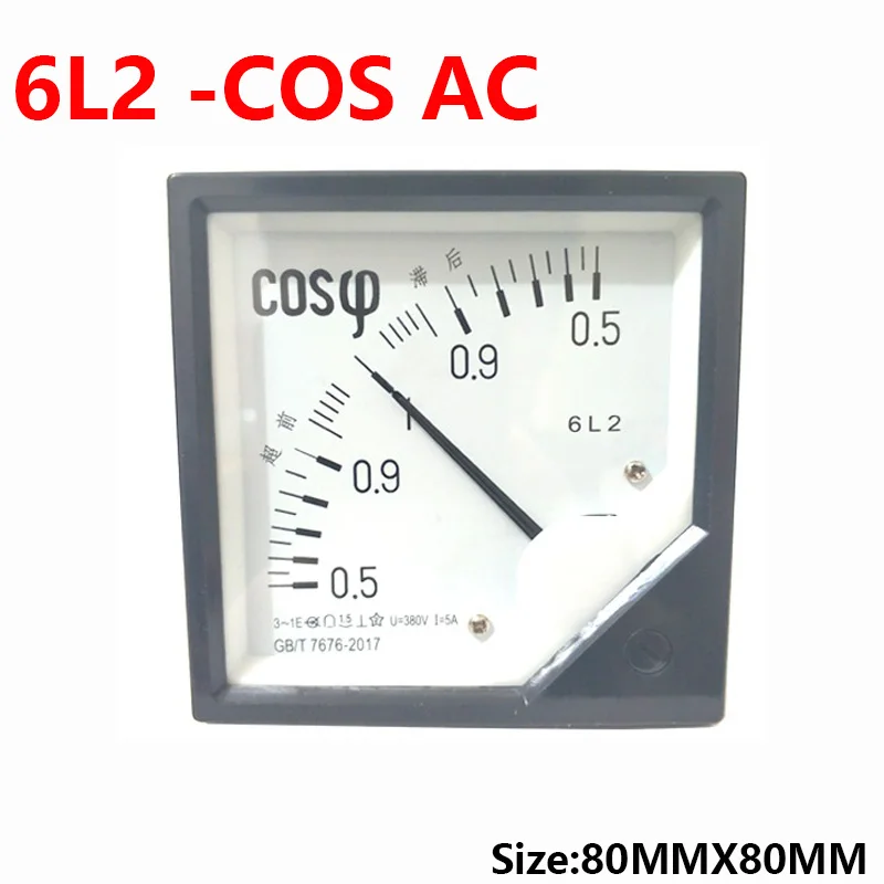 1Pcs 6L2 AC Analog COS Power Factor Meter 5A 6L2-COS Panel meter AC100V 220V 380V Electric Power Factor Meters