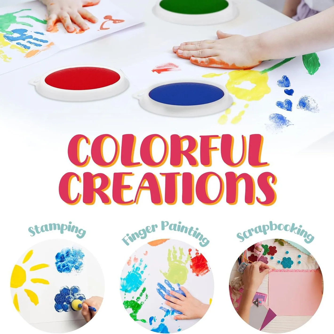 3pcs colore palm print plate,DIY finger painting, handprint footprint/doodle /card making, back to school season, Christmas gift