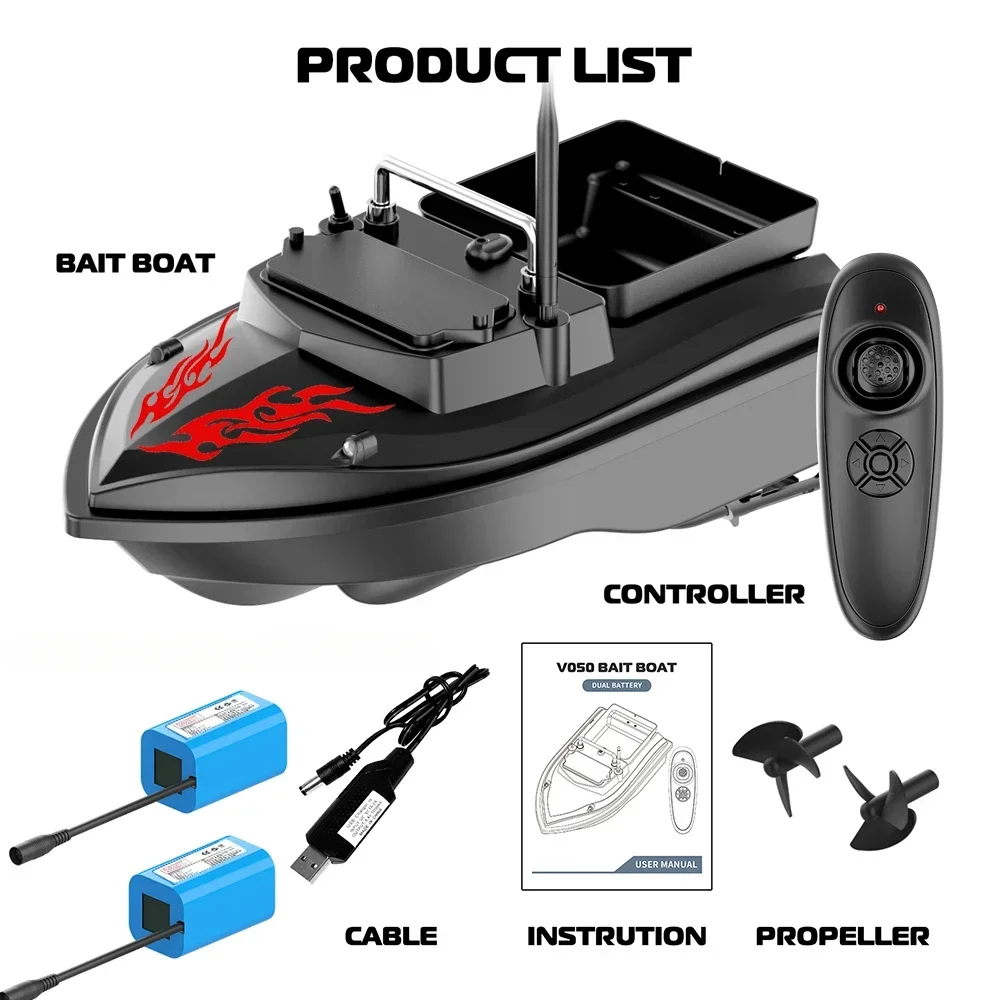 VWVIVIDWORLD,2024 new,500M Remote Control,RC Fishing Bait Boat,2KG Loaded,Fixed Speed Cruise,Waterproof,High Speed,4 Night Light