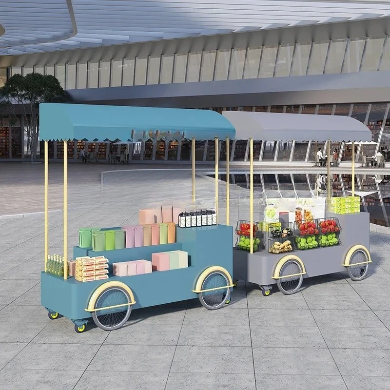 TC-18 Street Vendor Cart Hand-Pulled Commercial Promotion Display Stand Street Vendor Cart Flower Multi-Functional