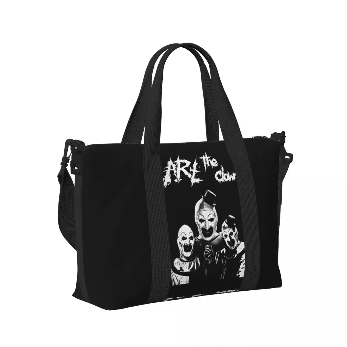 Horror Movies Terrifier Beach Travel Bag Large Capacity Tote Bags for Gym Sport Women Shopping Duffle Shoulder Bag