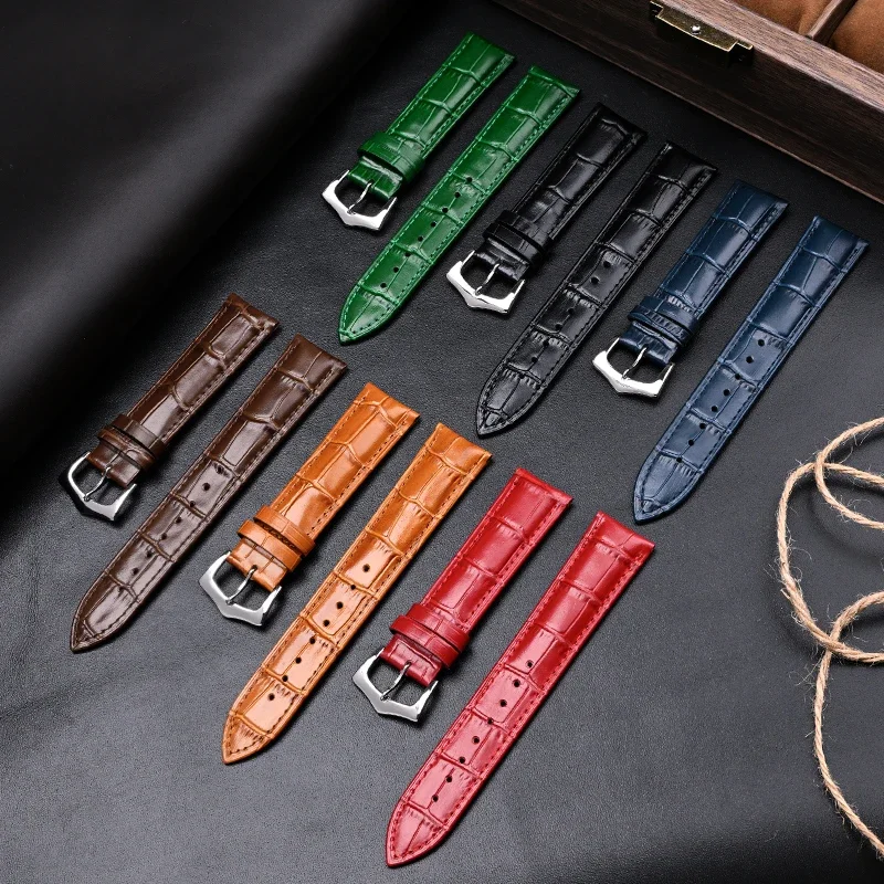 Strap 12/13/14/15/16/17/18/19/20/21/22/23/24/26mm High Quality Calfskin Genuine Leather Steel Pin Buckle Watch Band Accessories