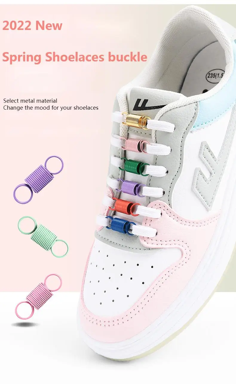 New Spring Laces Buckle Colorful Shoe Charms Quality Metal Sneakers Shoelaces Decorations Chapa Sneaker Shoes Accessories 1 Pair