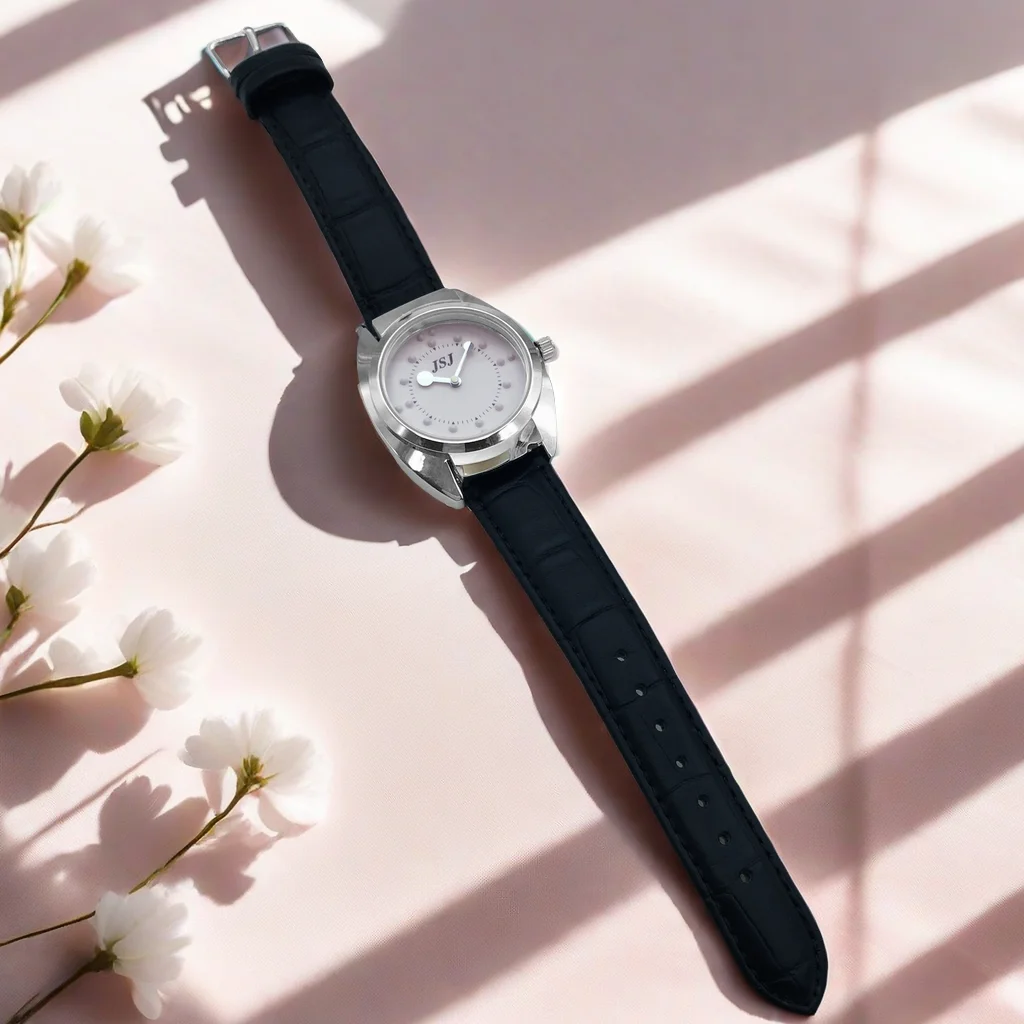 Taktile Uhr für Blinde Menschen mit Lederband, Rosa Zifferblatt