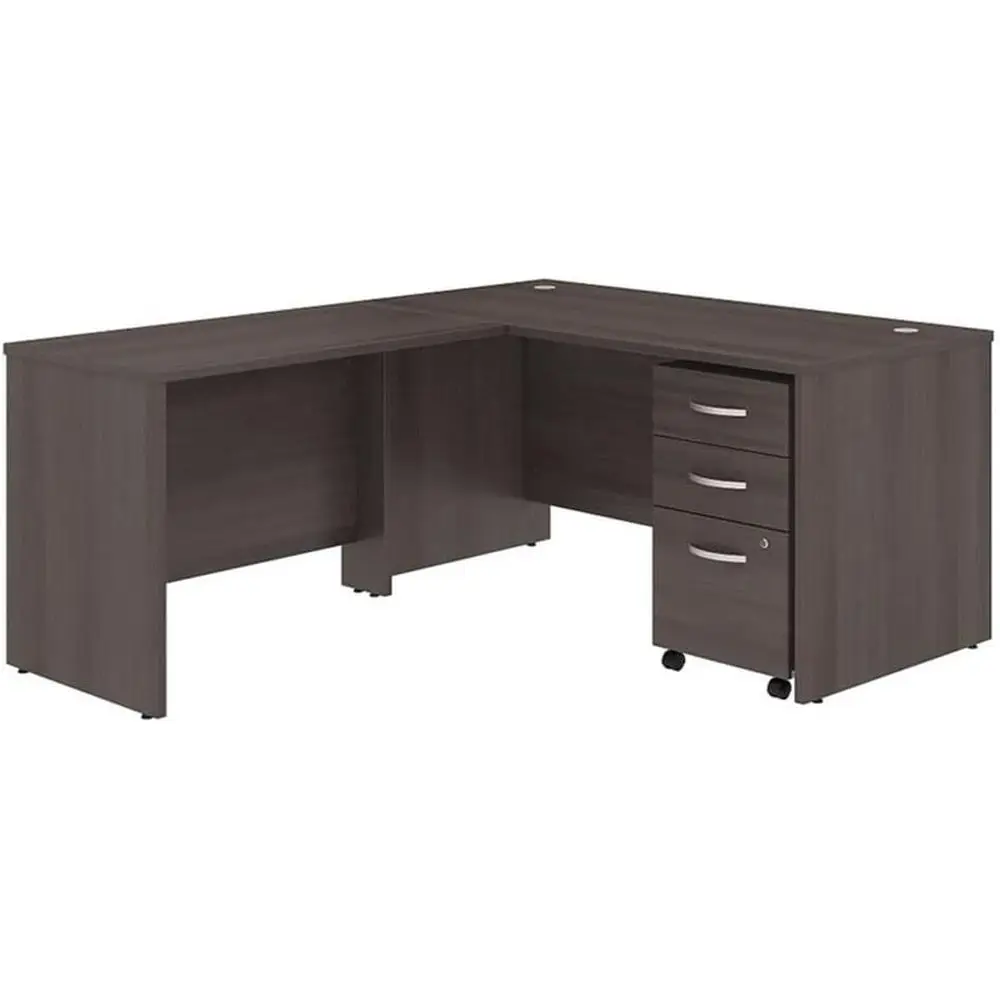 

Bush Businurniture Oice 500 haped Executive Desk with Ders and Hutch, 72W, Black Walnut